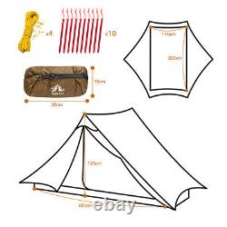 2 Person Outdoor Camping Tent Waterproof for 4 Season Family Khaki Hiking