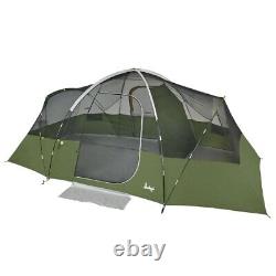 8-Person 2Room Hybrid Dome Tent White/Green Family Travel Hiking Camping Outdoor