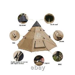 BaiYouDa 3-4 Person Family Camping Teepee Tent Outdoor Rainproof Waterproof S