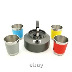 Camping Cooking Kit for 4 Person, Outdoor Camping Soup Pots, Pans, Teapots, Whit