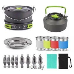 Camping Cooking Kit for 4 Person, Outdoor Camping Soup Pots, Pans, Teapots, Whit