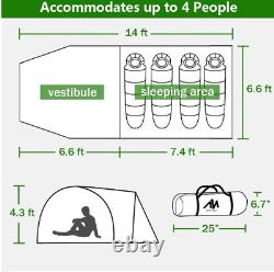 Camping Tent Outdoor Waterproof 3-4 Person Easy Setup Portable 2 Room Glamping
