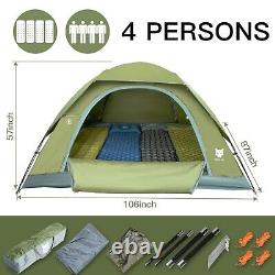 Outdoor Camping 1-4 Person Waterproof Hiking Folding Dome Tent Army Green