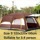 Two-bedroom Tent Oversize Leisure Camping Tents Double-plies Thick Rainproof New
