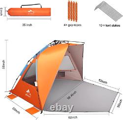 XX-Large Beach Tent Sun Shelter for 5-6 Person Portable Sun Shade Instant Pop Up